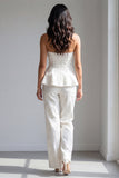 2 Piece Ivory Strapless Double Breasted Work Suits