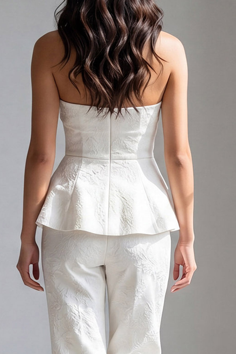 2 Piece Ivory Strapless Double Breasted Work Suits