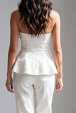 2 Piece Ivory Strapless Double Breasted Work Suits