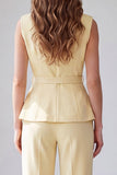 2 Piece Light Yellow Shawl Lapel Work Suits with Belt