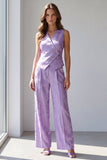 2 Piece Lilac Single Breasted V-Neck Work Suits