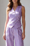 2 Piece Lilac Single Breasted V-Neck Work Suits