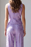 2 Piece Lilac Single Breasted V-Neck Work Suits