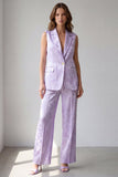 2 Piece Lilac One Button Notched Lapel Work Suits