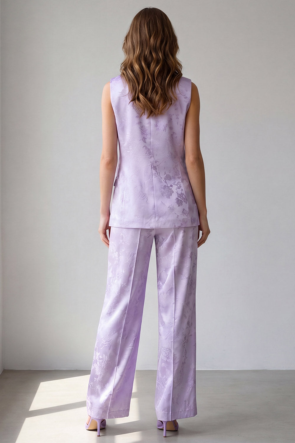 2 Piece Lilac One Button Notched Lapel Work Suits
