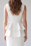 Light Yellow Midi 2 Piece V-Neck Double Breasted Work Dress