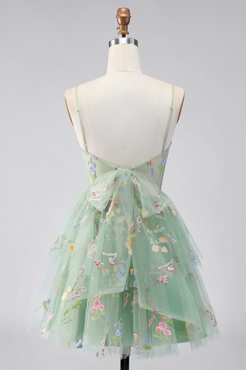 Dusty Sage Floral Corset Short A Line Homecoming Dress with Ruffles