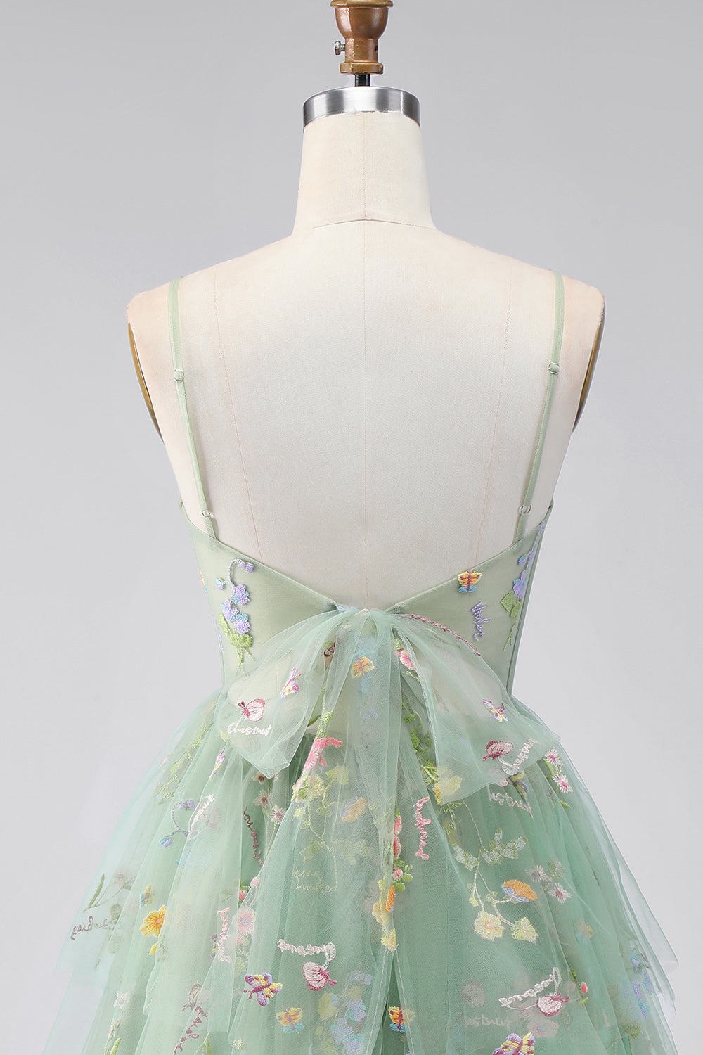 Dusty Sage Floral Corset Short A Line Homecoming Dress with Ruffles