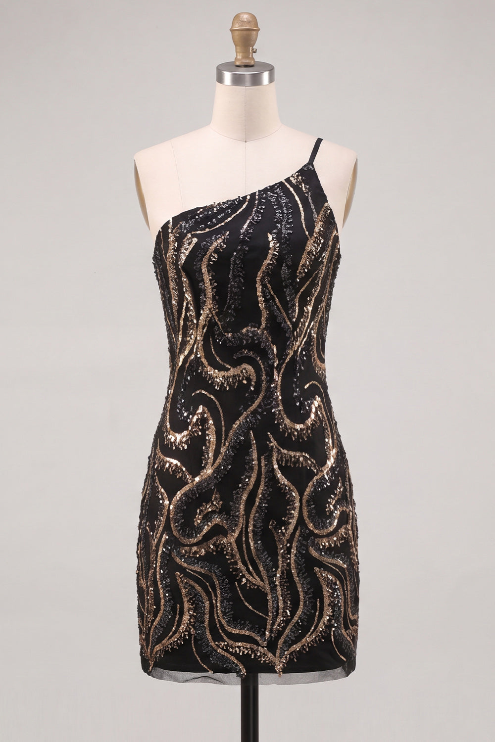 Sparkly Gold and Champagne Tight Short Beaded Homecoming Dress