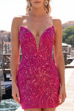 Sparkly Gold Sequin Strapless Tight Short Homecoming Dress