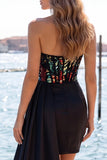 Sparkly Corset Pink Ruched Tight Short Homecoming Dress with Side Cape