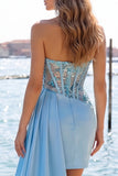 Sparkly Corset Pink Ruched Tight Short Homecoming Dress with Side Cape