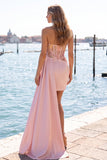 Sparkly Corset Pink Ruched Tight Short Homecoming Dress with Side Cape