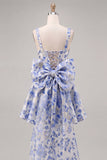 Gold and Black Floral A-Line Short Homecoming Dress with Bow