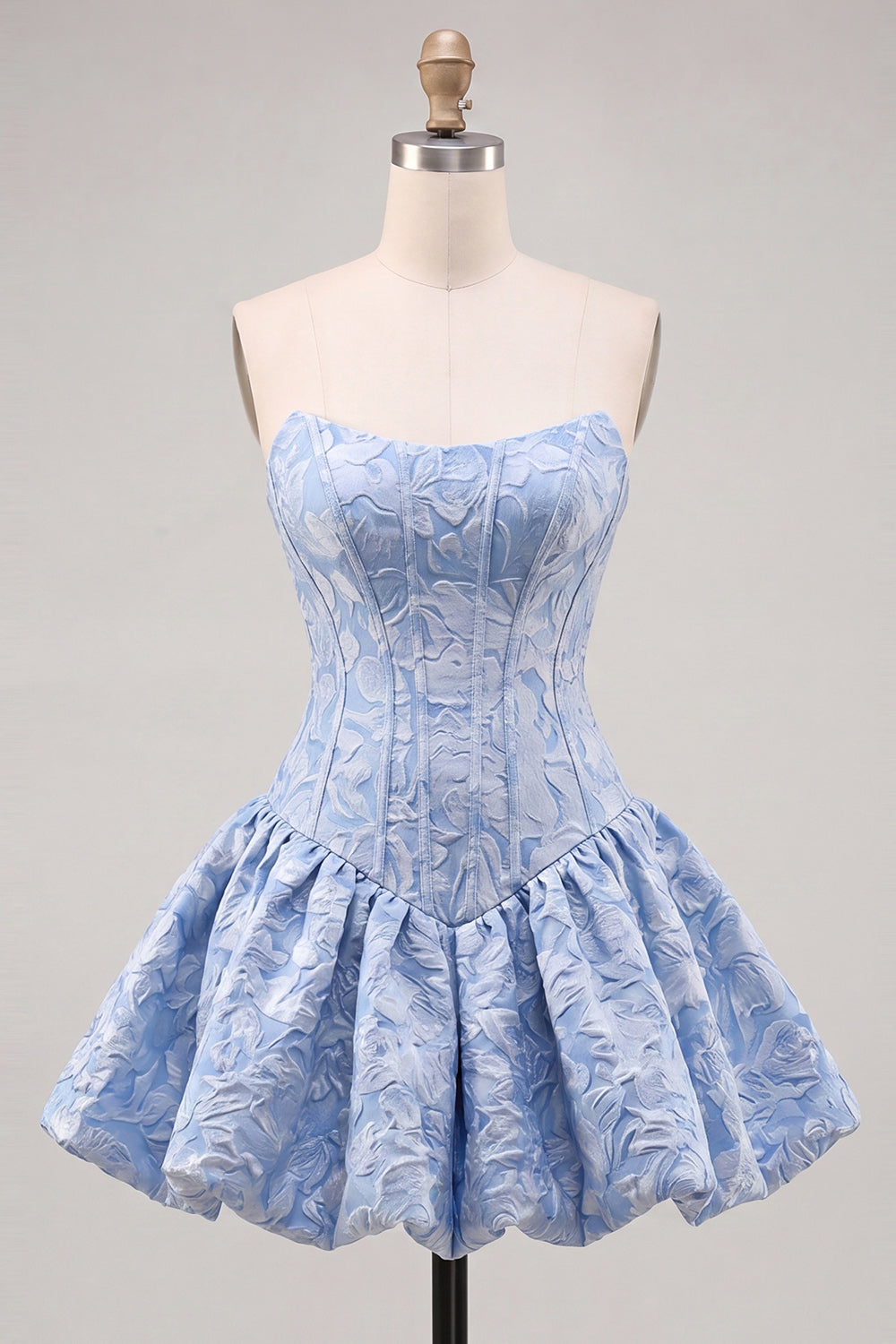 Floral Pink Jacquard A-Line Short Corset Homecoming Dress
