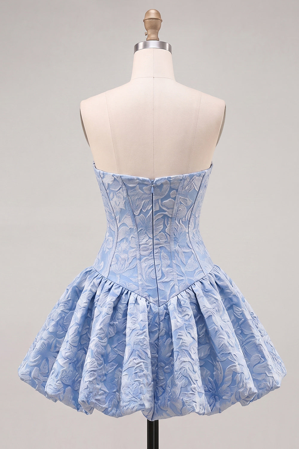 Floral Pink Jacquard A-Line Short Corset Homecoming Dress