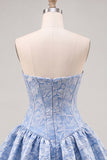 Floral Pink Jacquard A-Line Short Corset Homecoming Dress