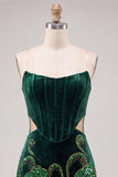 Floral Velvet Black Corset Strapless Cut Out Tight Short Homecoming Dress