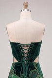 Floral Velvet Black Corset Strapless Cut Out Tight Short Homecoming Dress