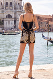 Sparkly Floral Velvet Blue Corset Sequin Tight Short Homecoming Dress