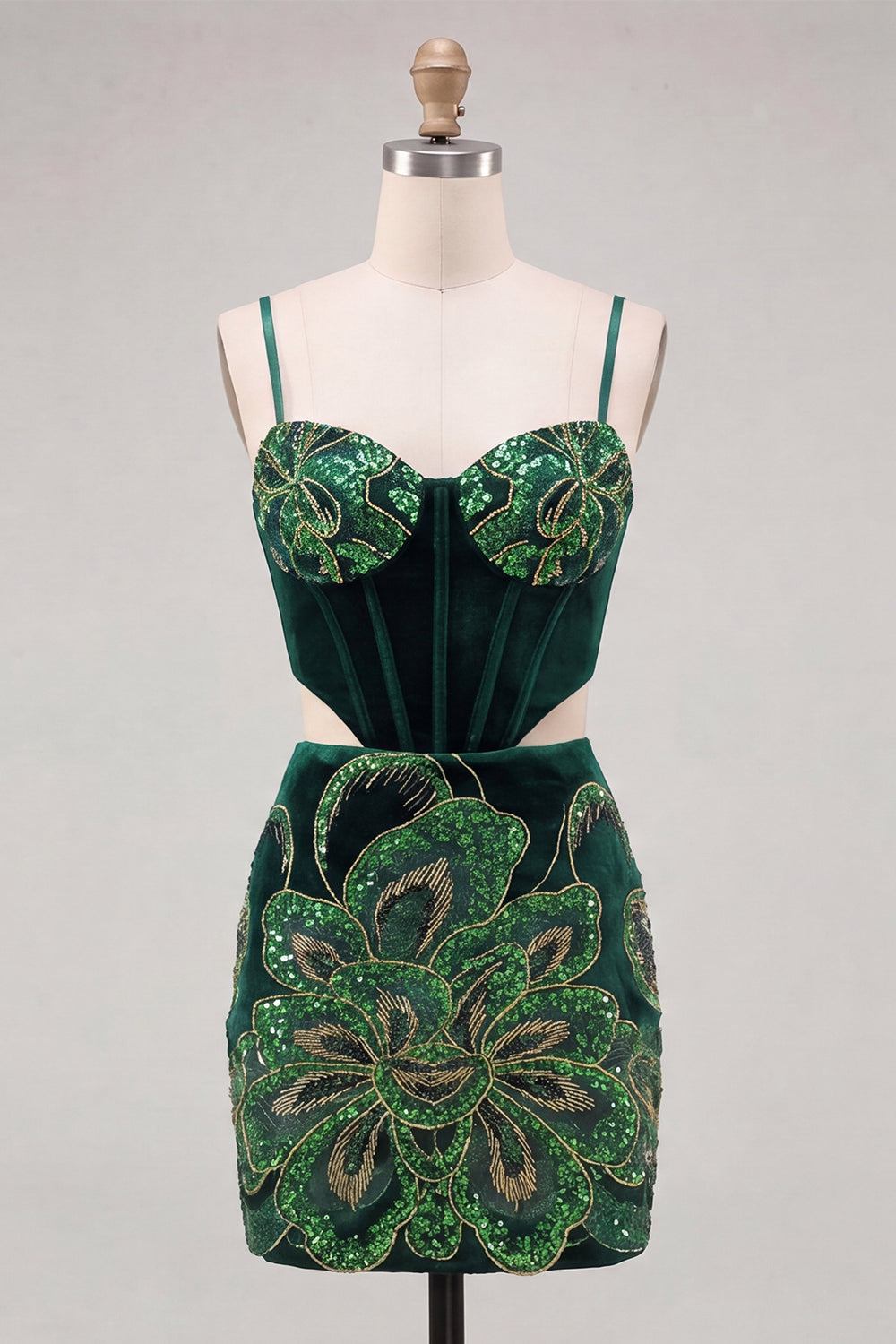 Sparkly Floral Velvet Blue Corset Sequin Tight Short Homecoming Dress