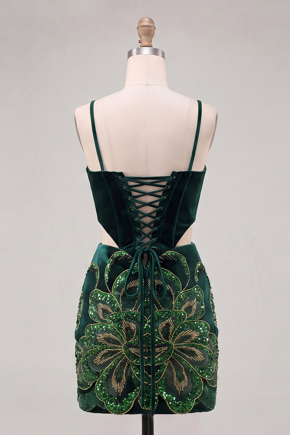 Sparkly Floral Velvet Blue Corset Sequin Tight Short Homecoming Dress