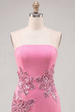 Sparkly Red Floral Strapless Tight Short Beaded Homecoming Dress