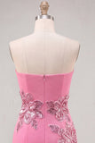 Sparkly Red Floral Strapless Tight Short Beaded Homecoming Dress
