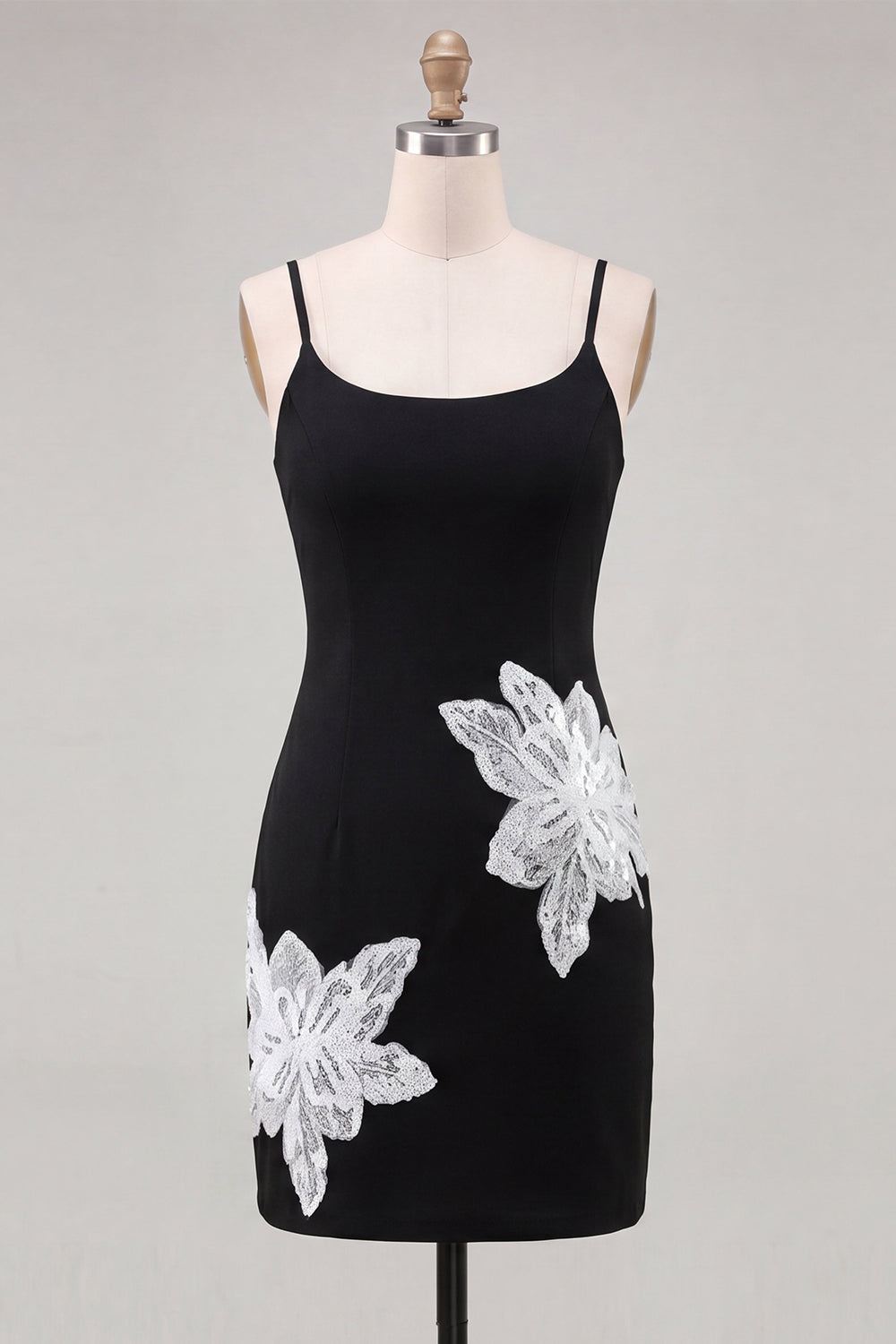 Pink Floral Scoop Neck Tight Short Homecoming Dress