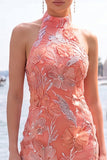 Sparkly Orange Floral Sequin Tight Short Homecoming Dress