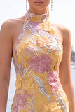 Sparkly Orange Floral Sequin Tight Short Homecoming Dress