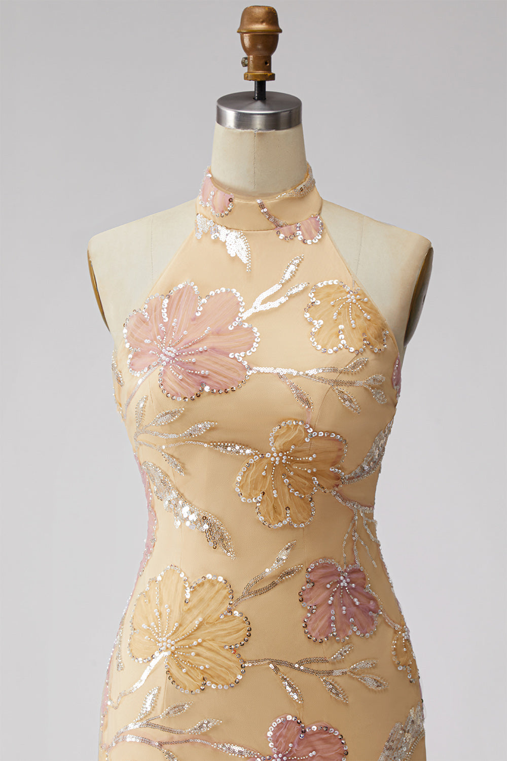 Sparkly Orange Floral Sequin Tight Short Homecoming Dress