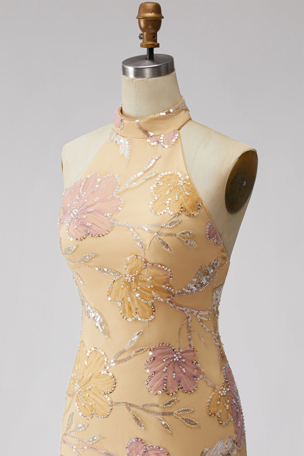 Sparkly Orange Floral Sequin Tight Short Homecoming Dress