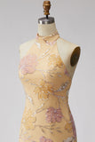Sparkly Orange Floral Sequin Tight Short Homecoming Dress