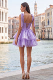 Light Green Tiered Ruffled Short A-Line Beaded Homecoming Dress