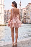 Light Green Tiered Ruffled Short A-Line Beaded Homecoming Dress