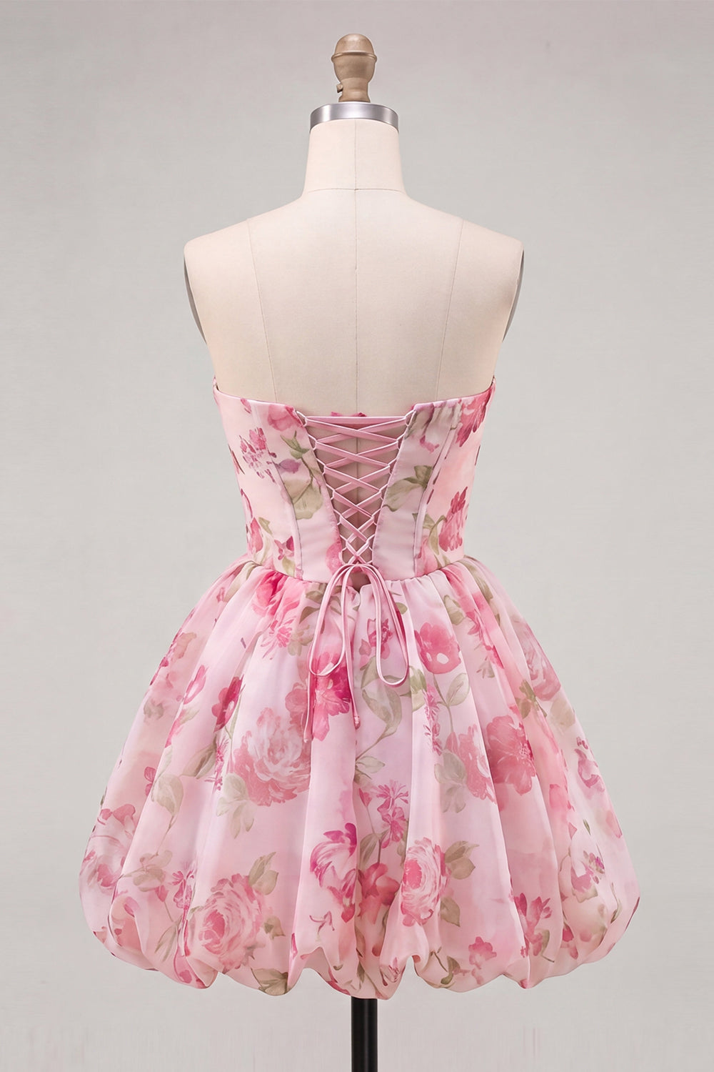 Floral Yellow Sweetheart A Line Short Homecoming Dress with Bow