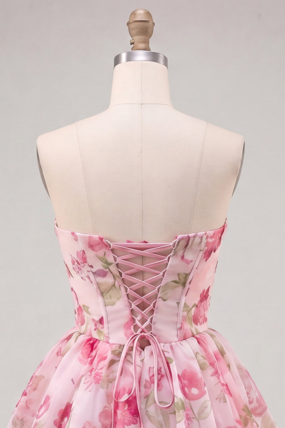 Floral Yellow Sweetheart A Line Short Homecoming Dress with Bow