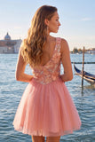 Mint Green Floral V-Neck A-Line Short Homecoming Dress