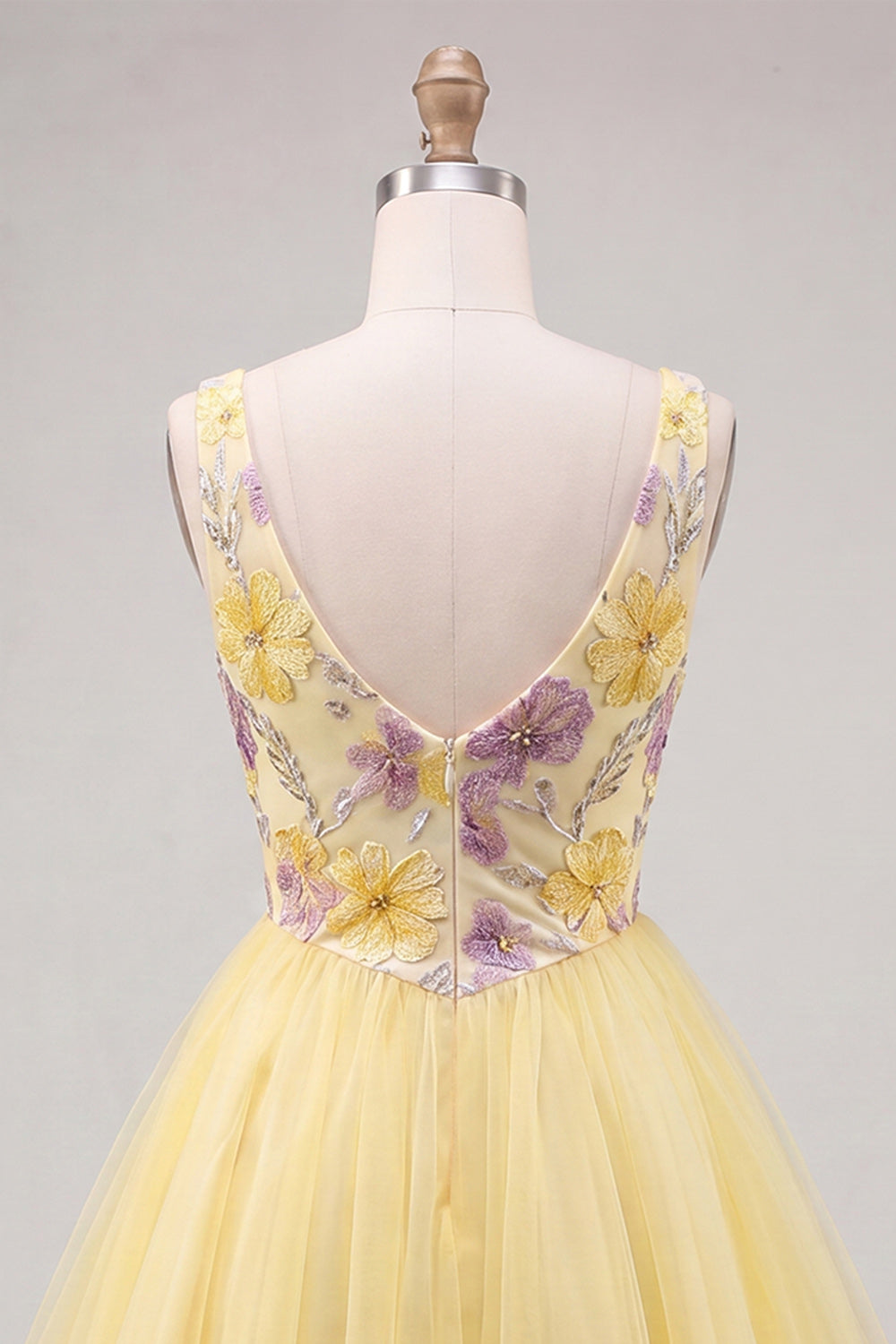 Mint Green Floral V-Neck A-Line Short Homecoming Dress