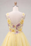 Mint Green Floral V-Neck A-Line Short Homecoming Dress