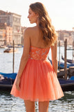 Floral Mint Green Tulle A-Line Short Homecoming Dress