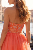 Floral Mint Green Tulle A-Line Short Homecoming Dress