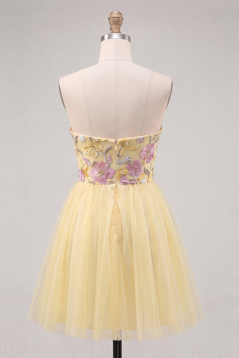 Floral Mint Green Tulle A-Line Short Homecoming Dress