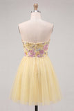 Floral Mint Green Tulle A-Line Short Homecoming Dress