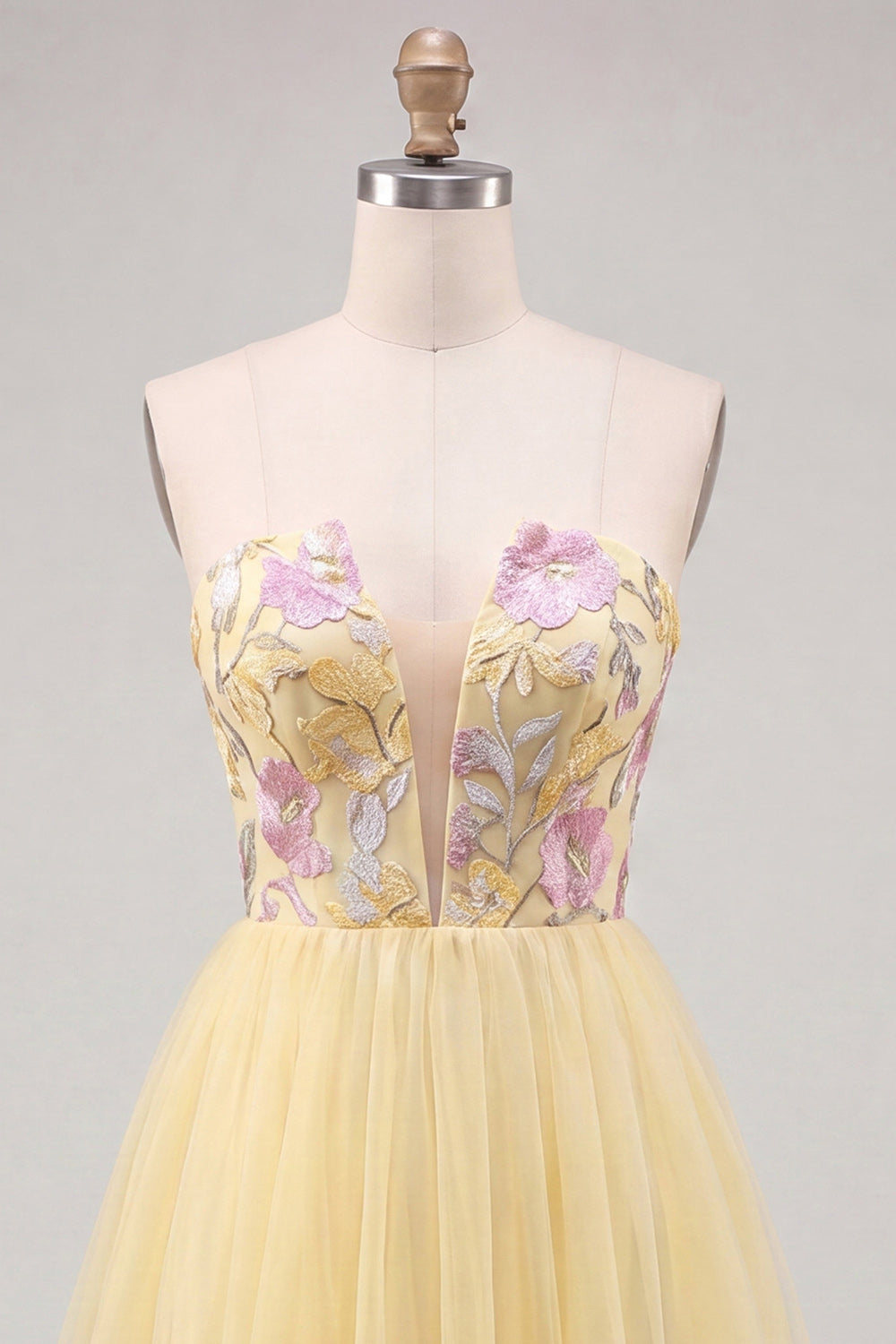 Floral Mint Green Tulle A-Line Short Homecoming Dress