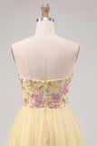 Floral Mint Green Tulle A-Line Short Homecoming Dress