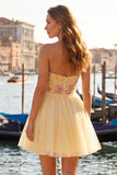 Floral Mint Green Tulle A-Line Short Homecoming Dress