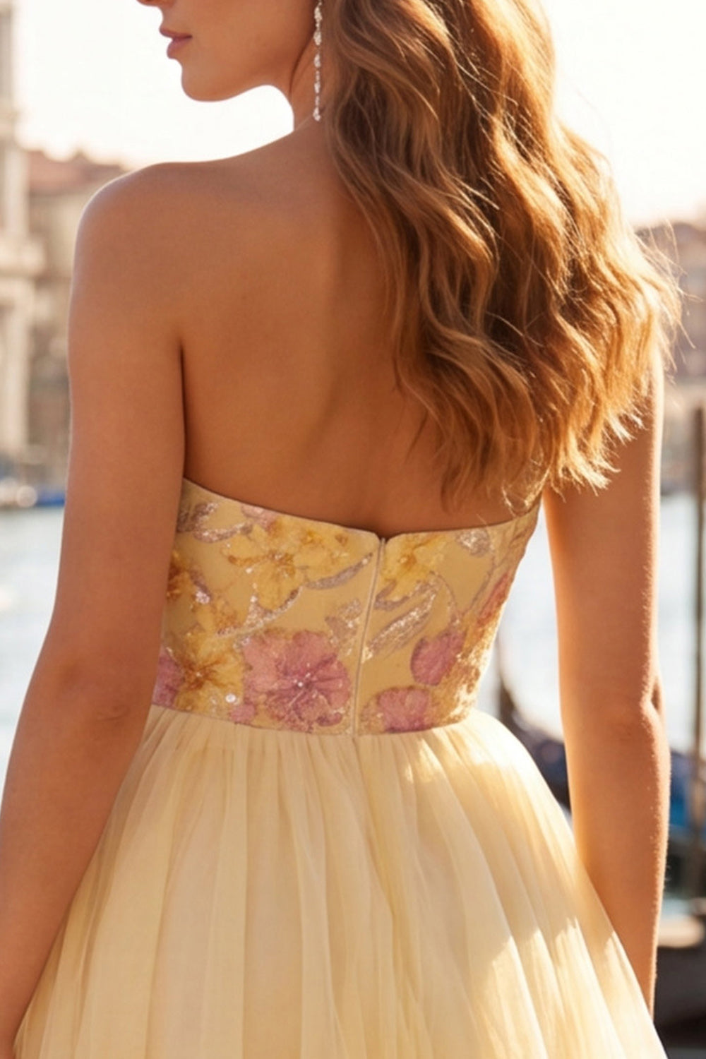 Floral Mint Green Tulle A-Line Short Homecoming Dress