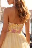 Floral Mint Green Tulle A-Line Short Homecoming Dress
